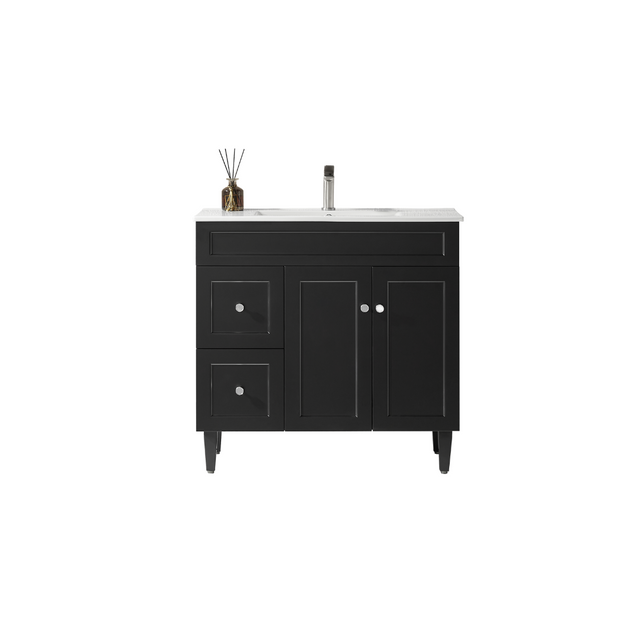 Harrington PVC Floor Vanity 900mm left hand Matte black