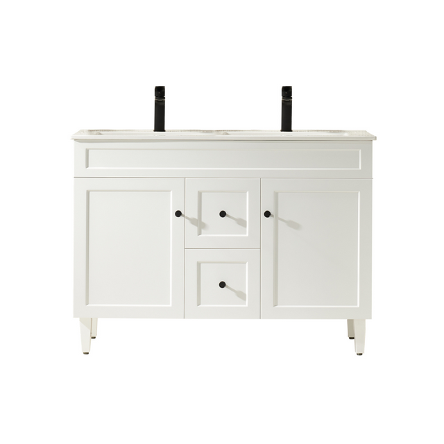 Harrington PVC Floor Vanity Double Bowl 1200mm Matte White
