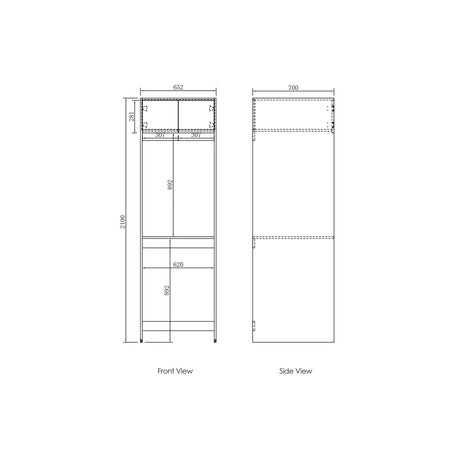 Havana 2100 mm Tall Washing Machine Cabinet Drawing