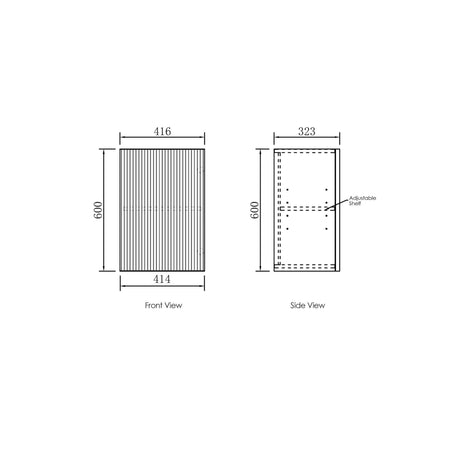 Havana 415 mm Sable Walnut Wall Laundry Cabinet Drawing