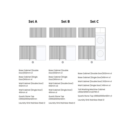 Havana 1715 × 600 × 2100 mm Sable Walnut Laundry Kit Set