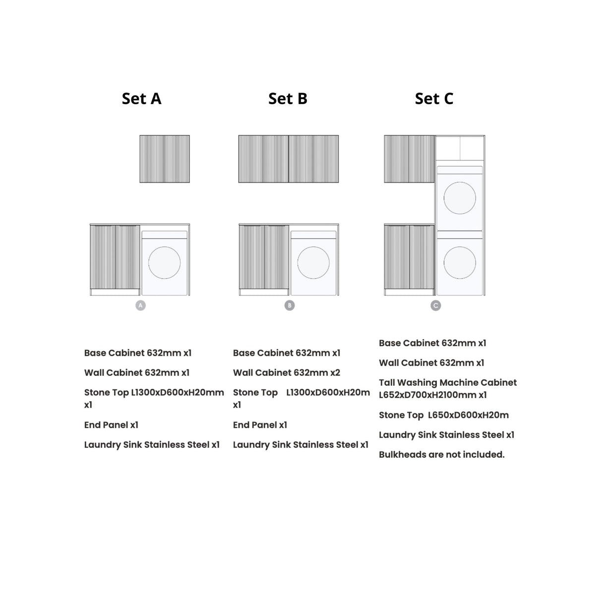 Havana 1305 × 600 × 2100 mm Sable Walnut Laundry Kit Set