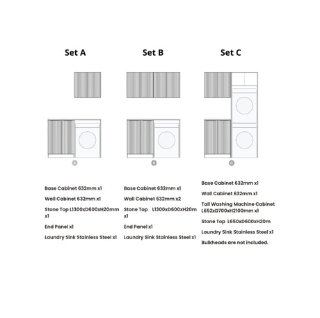 Havana 1305 × 600 × 2100 mm Sable Walnut Laundry Kit Set