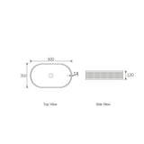Hudson Oval 600x350x120 Concrete Fluted White Basin drawing