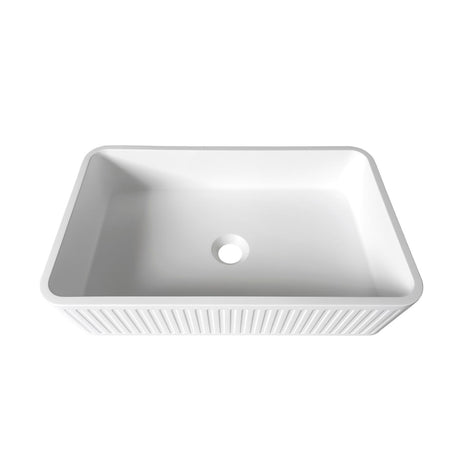 Hudson Square 520x320x120 Concrete Fluted White Basin top view