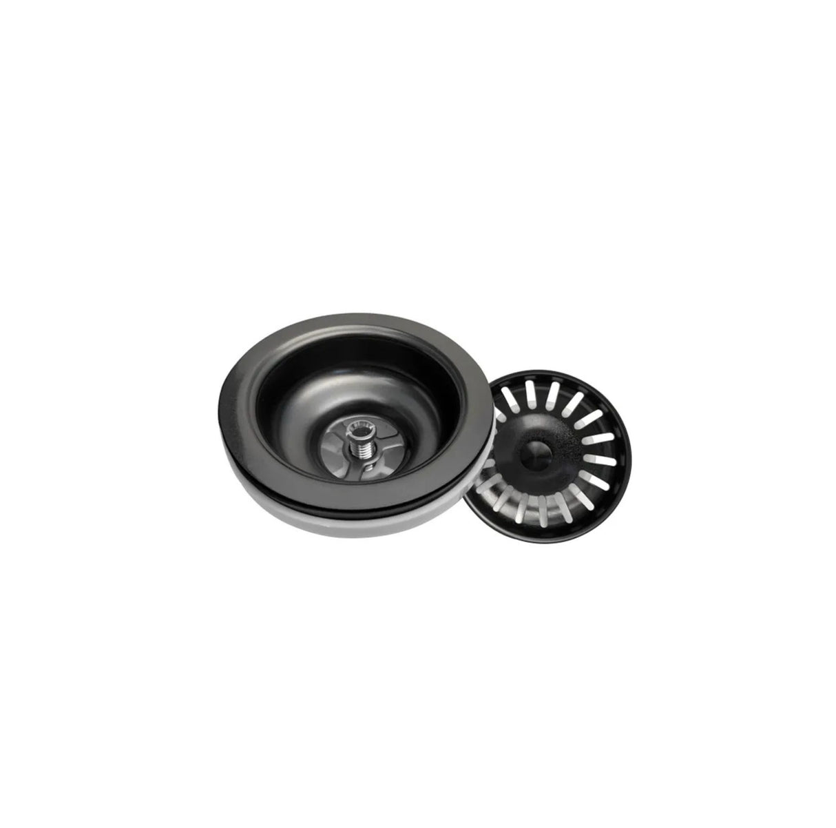 Arte 880x450x220mm Double Bowl Gun Metal Sink basket waste
