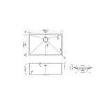 Axon 690×440×220mm Single Bowl Sink Drawing