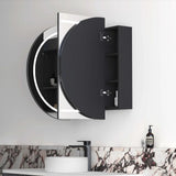 Bathroom with installed black open LED Bondi Black Oak Shaving Cabinet - 1200 x 750mm