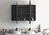 Front view open LED Bondi Black Oak Shaving Cabinet - 1500 x 900mm