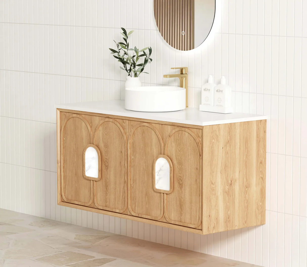 Laguna Wall Hung Vanity 1200mm - Natural Oak