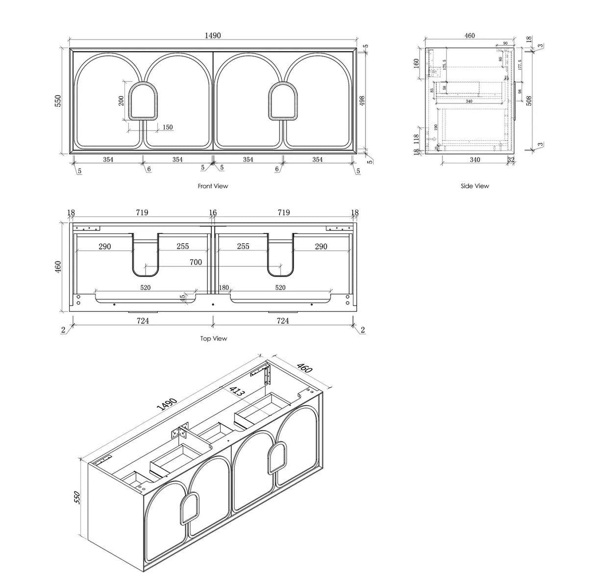 Laguna Wall Hung Vanity 1500mm - Natural Oak