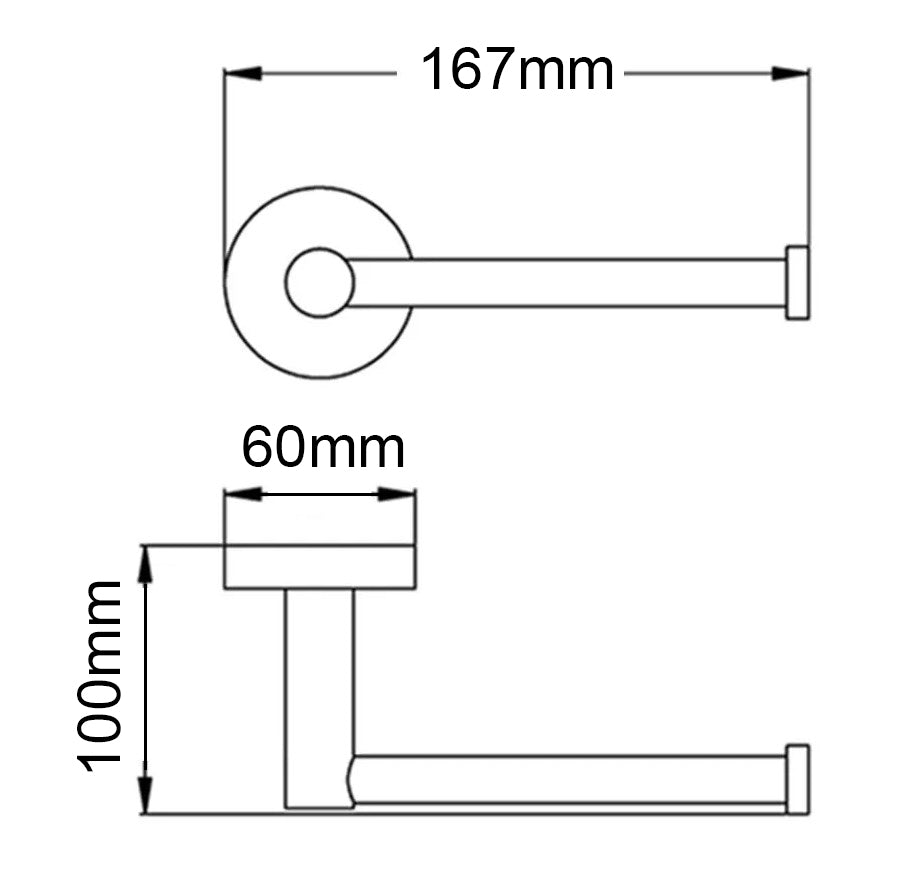 LUCID PIN - Brushed Brass Toilet Paper Holder drawing