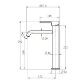 LUCID PIN - Brushed Nickel Tall Basin Mixer drawing