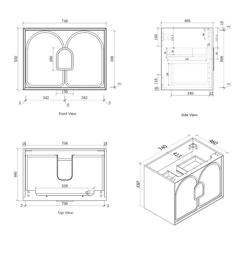 Laguna Wall Hung Vanity 750mm - White