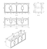 Laguna Wall Hung Vanity 1500mm - White drawing 