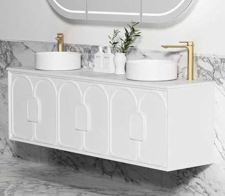 bathroom with Laguna Wall Hung Vanity 1800mm - White side view