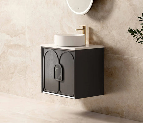 Laguna Wall Hung Vanity 600mm - Black American Oak side view