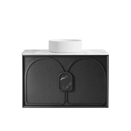 Laguna Wall Hung Vanity 900mm - Black Oak  with white counter top