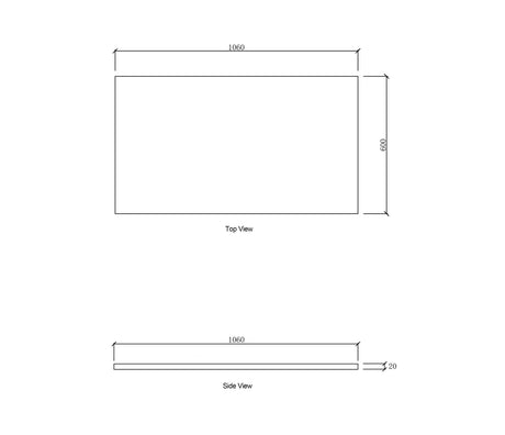 Laundry 1060mm Natural Carrara White Marble Top - No Hole drawing