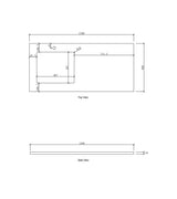Laundry 1300mm Natural Carrara White Marble Top - Left Bowl 12TH drawing