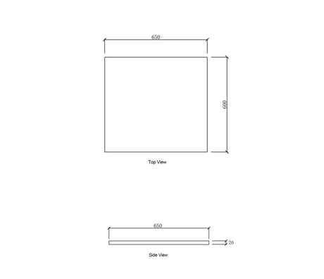 Laundry 650mm Natural Carrara White Marble Top - No Hole drawing