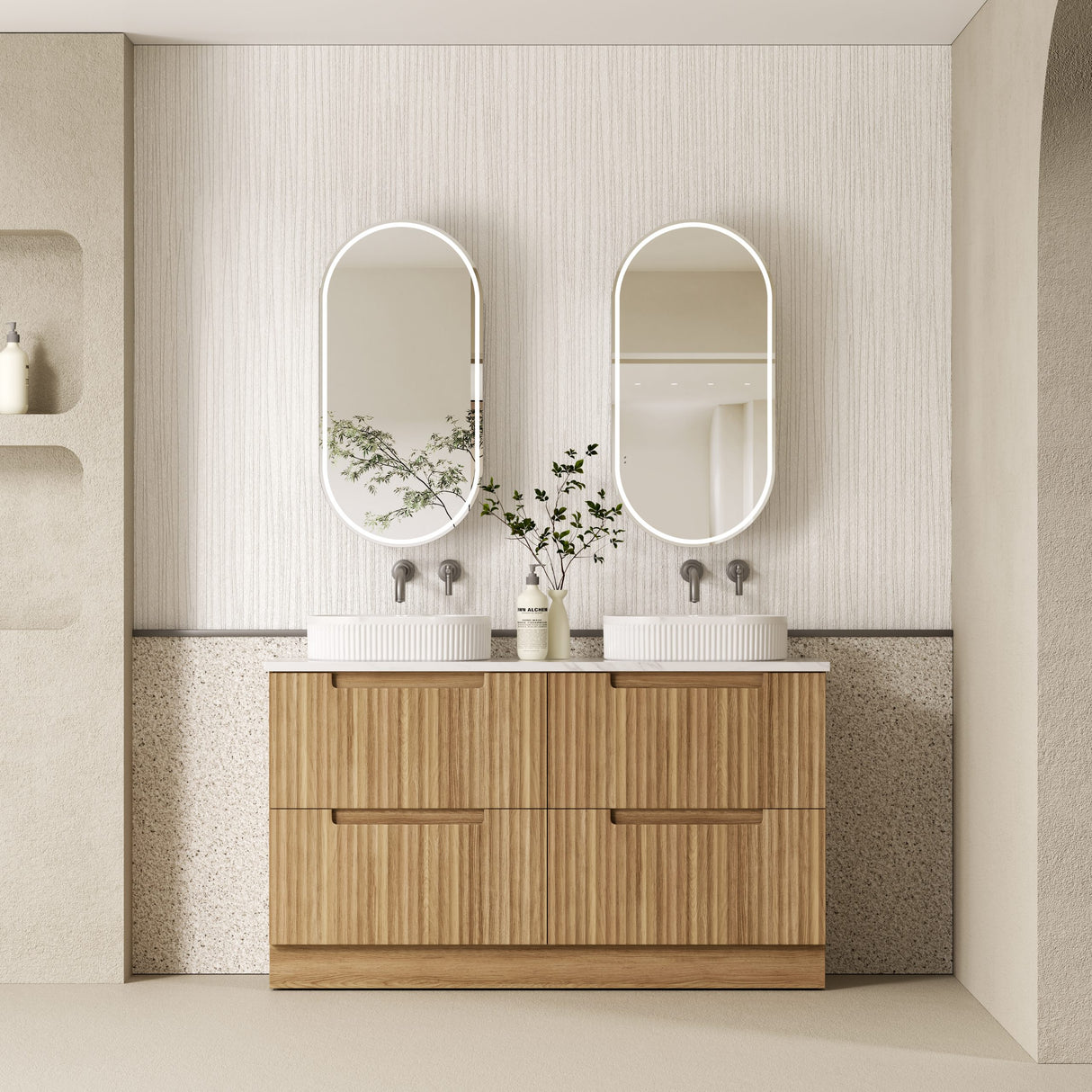 Lovina 1500mm Harvest Oak Floor Standing Single Vanity - Fluted