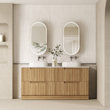 Lovina 1800mm Harvest Oak Floor Standing Double Vanity - Fluted