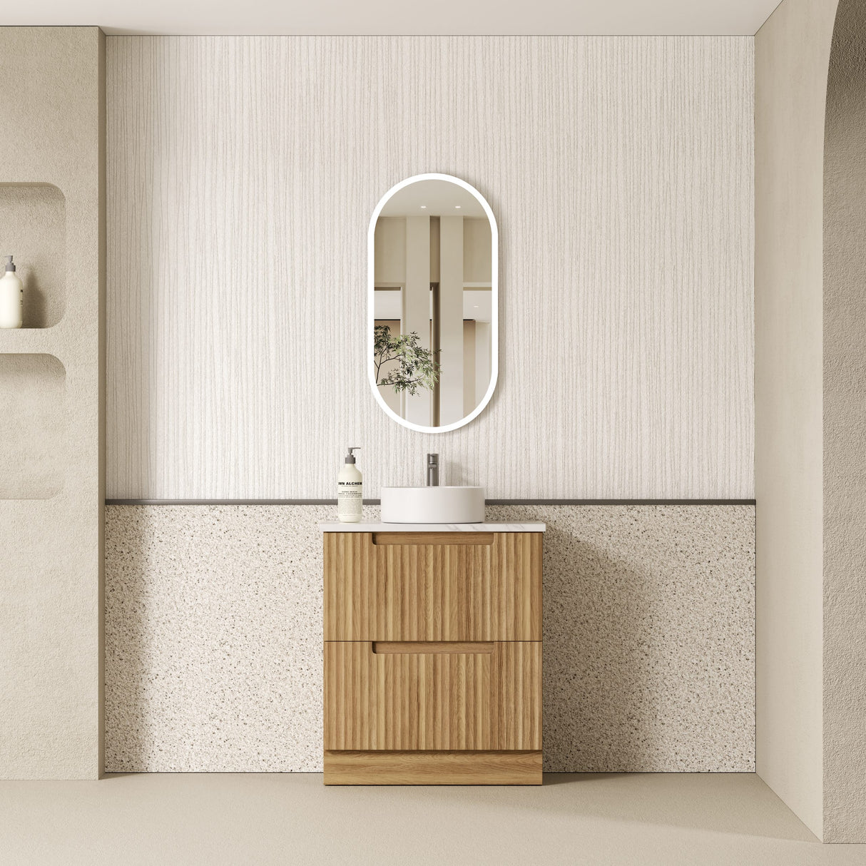 Lovina 750mm Harvest Oak Floor Standing Vanity - Fluted