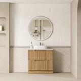 Lovina 900mm Harvest Oak Floor Standing Vanity - Fluted