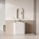 Curva 900mm Matte White Floor Standing Vanity - Curve Fluted