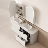 Curva 1800mm Matte White Floor Standing Vanity - Curve Fluted