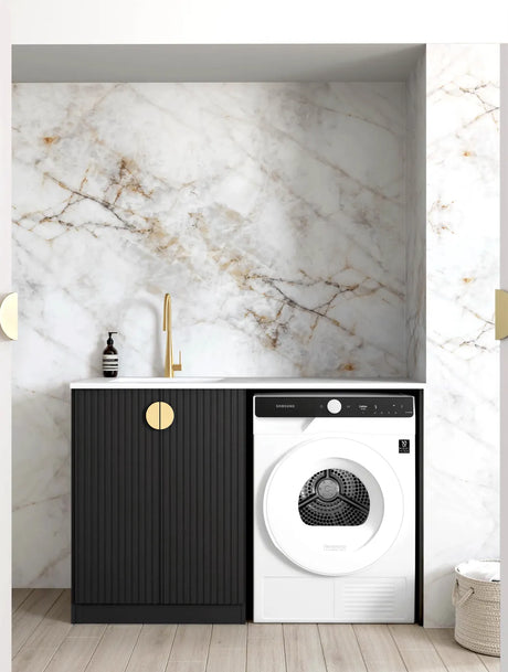 Marlo Black Base Laundry Cabinet with Stone Top and Sink 1060x600x900