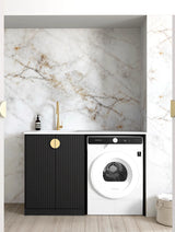Marlo Black Base Laundry Cabinet with Stone Top and Sink 1060x600x900