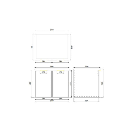 Miami 600 Wall Hung Vanity Drawing