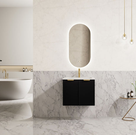 Miami 600mm Matte Black Wall Hung Vanity