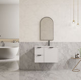 Miami 750mm Matte White Hung Vanity Left Drawer