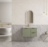 Miami 750mm Olive Green Wall Hung Vanity Right Drawer