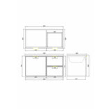 Miami 900mm Olive Green Wall Hung Vanity Right Drawer Drawing