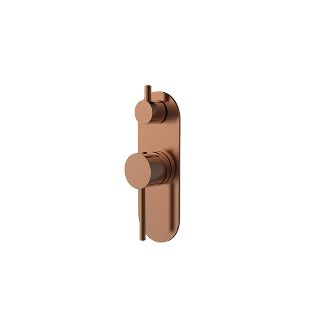 Copper door handle on a white background