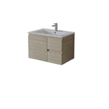 Bathroom vanity right hand drawer with sink and faucet on a white background