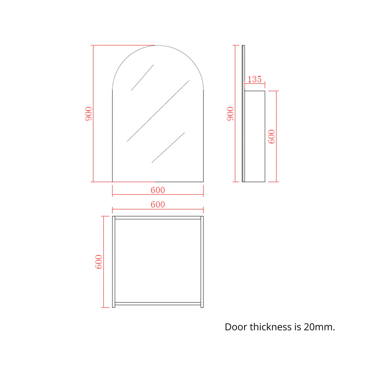 Olivia Arch Shaving Cabinet 900mm - Matte White