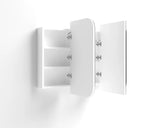 Side view of open LED Newport 1200(W)x750(H) White Shaving Cabinet