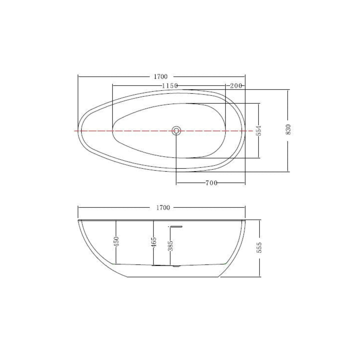 Paros Freestanding Bath - 1700mm (Matte White)