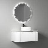 Petra Mark II 900 mm Matte White Wall Hung Vanity - Curve Fluted