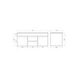 Technical drawing of a rectangular object with dimensions on a white background