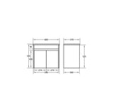 Technical drawing of a rectangular object with dimensions labeled