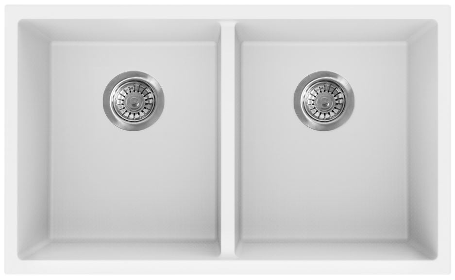 Quartz Top/Undermount Double Bowl Kitchen Sink - Matte White