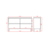Technical drawing of a vanity with dimensions labeled