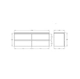 Technical drawing of a vanity with dimensions