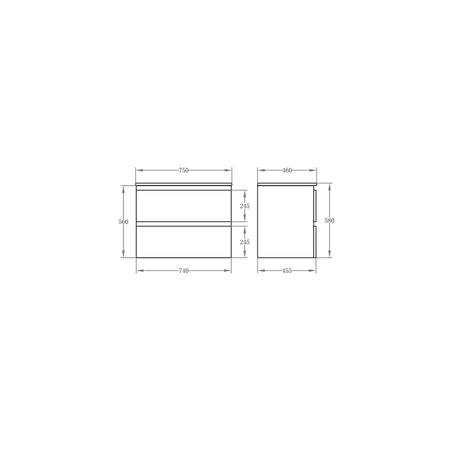 Riva 750mm White Wall Hung Vanity